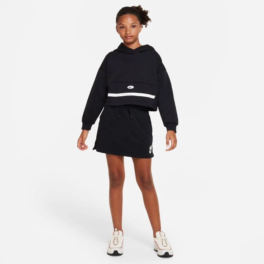 Худи Nike NSW Icon Novelty DV3219-010 для девочек, черная, флисовая, увеличенного размера, RED436 — фото 3