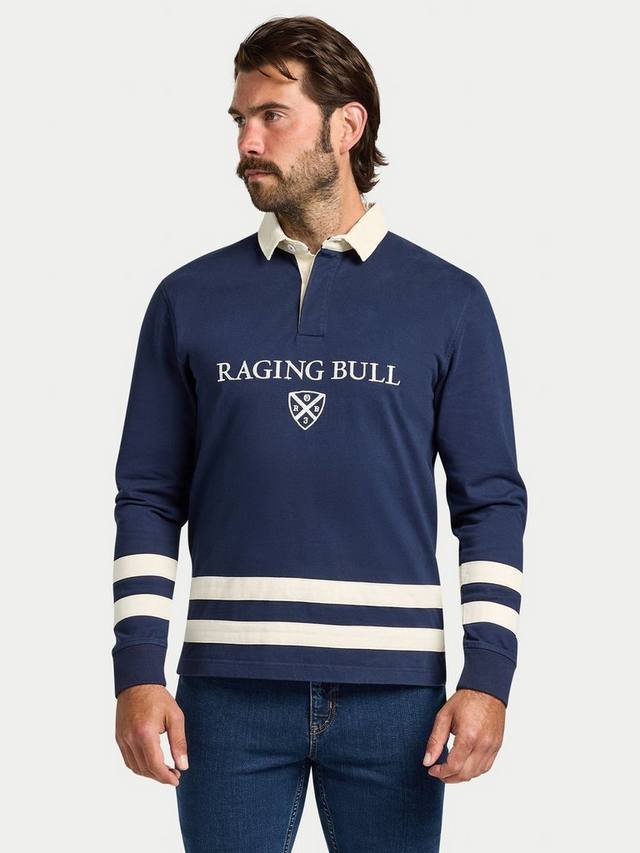 

Длинная футболка с длинными рукавами в полоску Cut & Sew Raging Bull, Navy