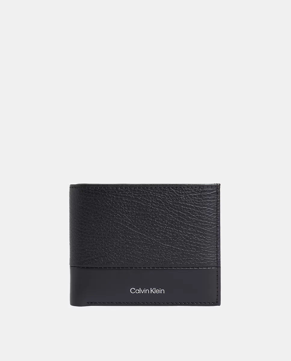 

Двустворчатый кожаный кошелек с логотипом Calvin Klein кошелек для монет для мужчин, чёрный