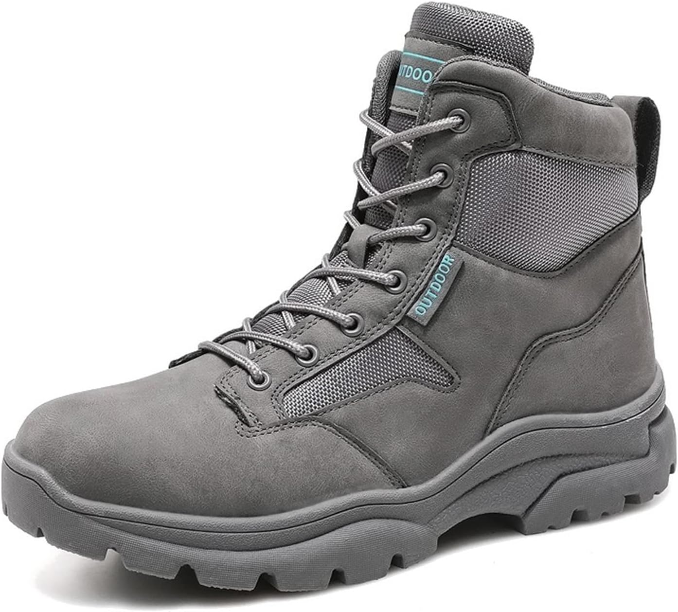 

Мужские высокие тактические военные ботинки на шнуровке с 15 см голенью, выполненные из замши и сетки, круглый носок, средний каблук Tengfeifly, серый