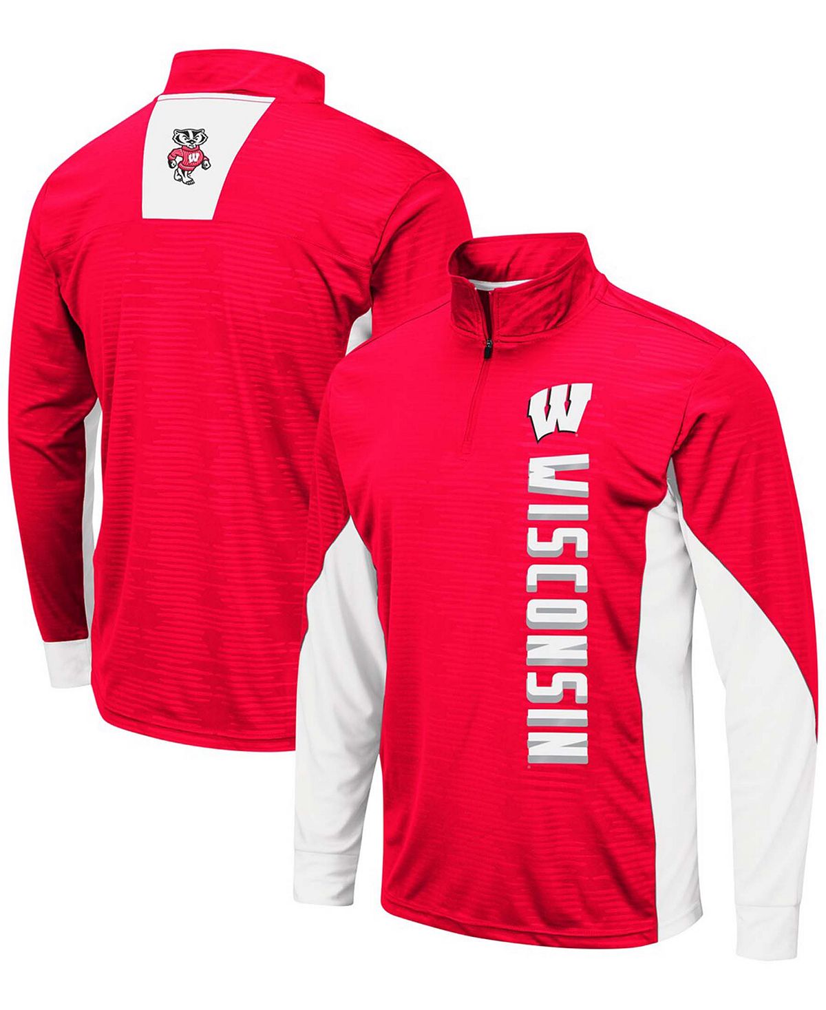 

Мужская куртка Red Wisconsin Badgers Bart Windshirt с молнией в четверть Colosseum