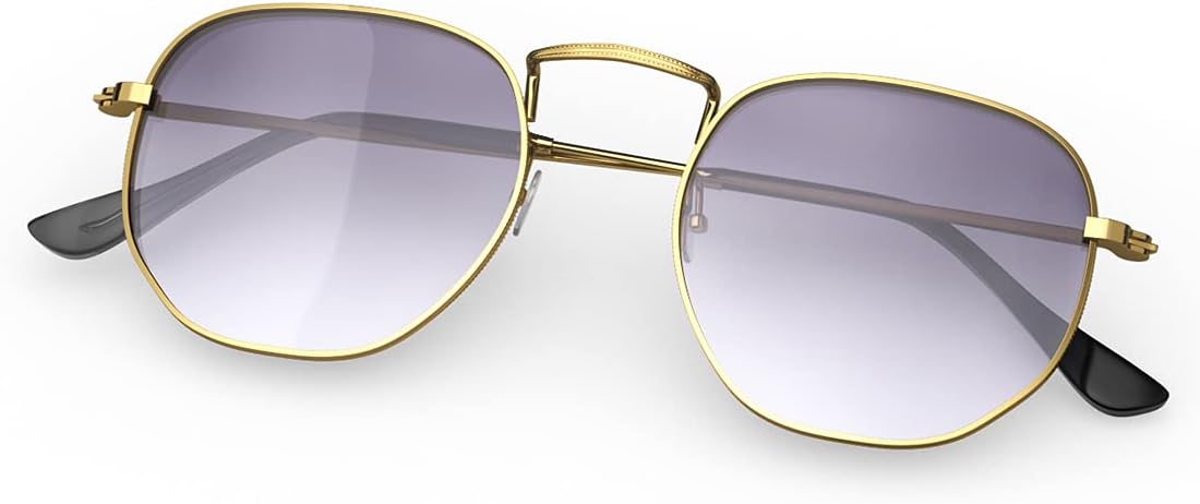 

Модные круглые солнцезащитные очки для женщин и мужчин, поляризованные, с защитой от УФ-излучения, ретро-очки в форме маленького шестиугольника VF7601 VOFO VISION, Gold\purple Gradient Polarized