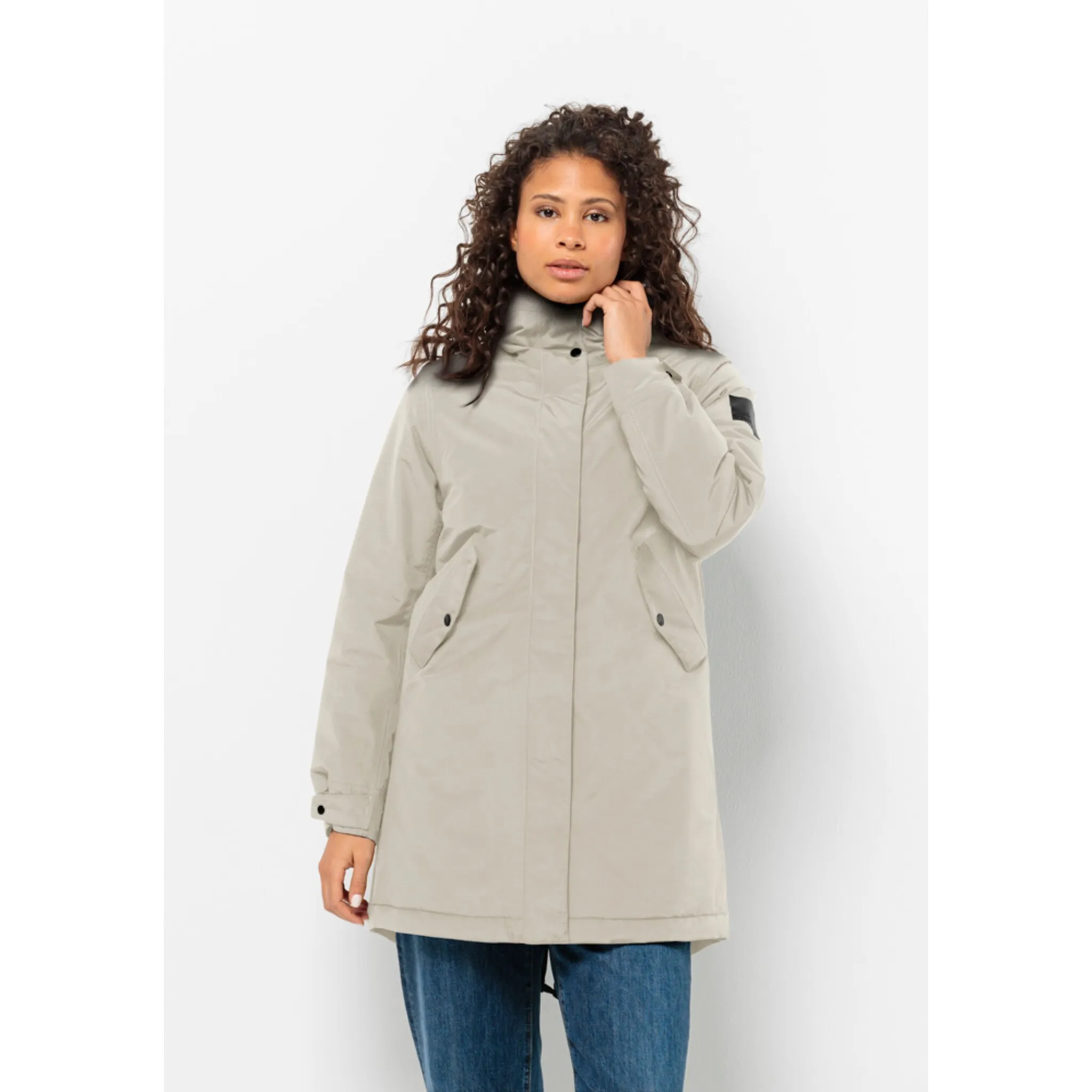 

Парка Jack Wolfskin "TALFORST PARKA W", с капюшоном, серый