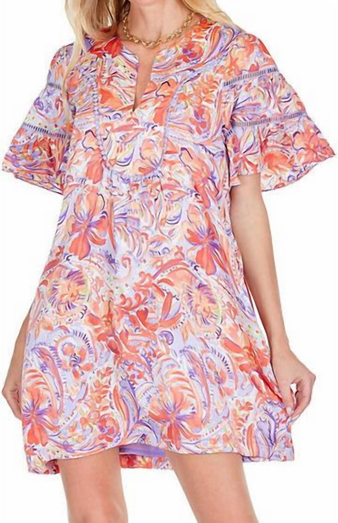 

Женское платье с расклешенными рукавами в калипсо Joy Joy, Calypso