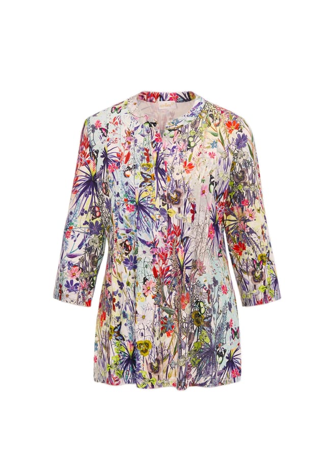 

Короткий размер: туника-рубашка с принтом подчеркивающая фигуру Goldner, мультиколор