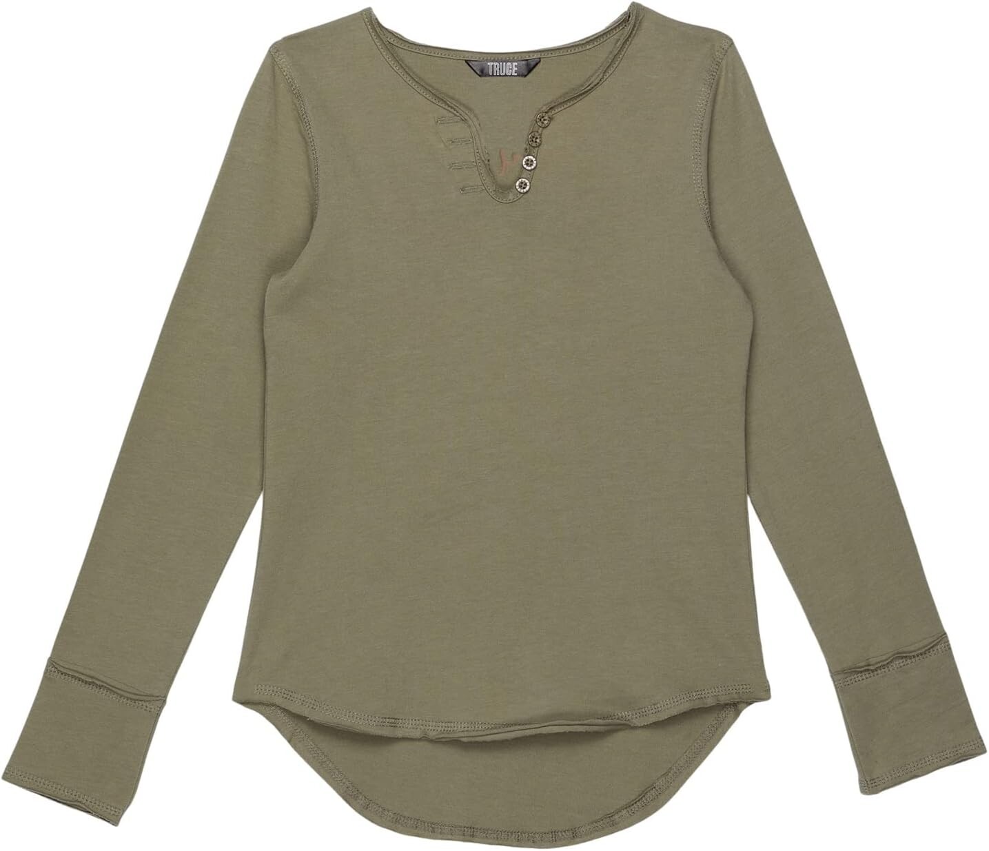 

Топ TRUCE Split-Neck Long Sleeve Top, цвет Olive