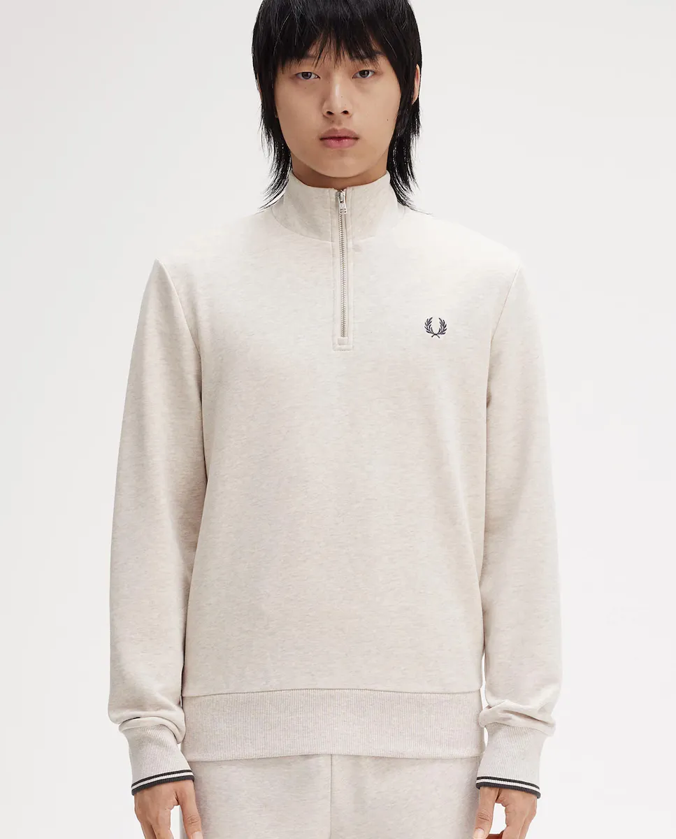 

Мужская толстовка с застежкой-молнией и кантом Fred Perry, бежевый