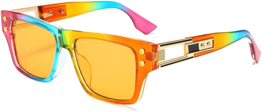 

Панк-солнцезащитные очки для женщин, винтажные солнцезащитные очки для мужчин, ретро-очки из металла, защита от УФ-излучения UV400, очки для ночного видения и вождения LANGSER, Rainbow Yellow