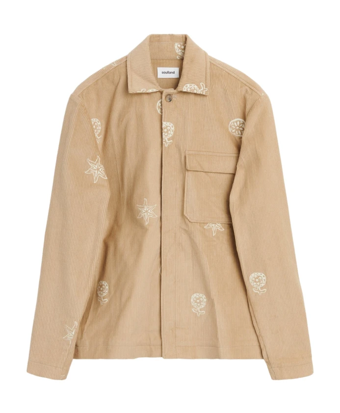 

Вышитая вельветовая рубашка Soulland, бежевый