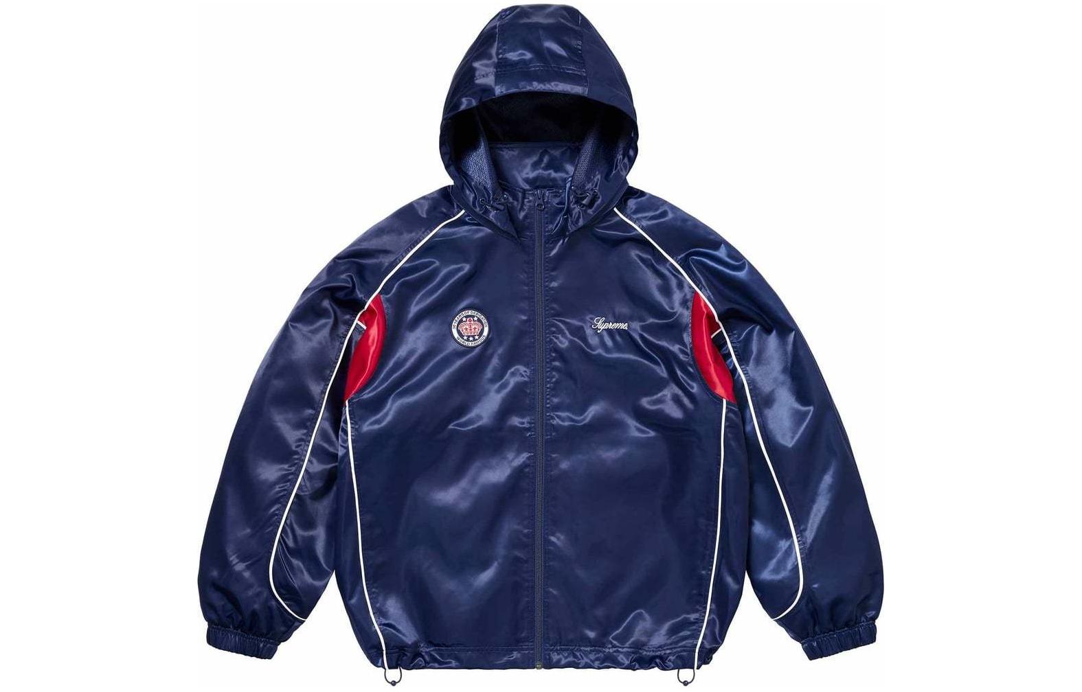 

Supreme Атласная куртка с капюшоном, Marine Blue/Navy