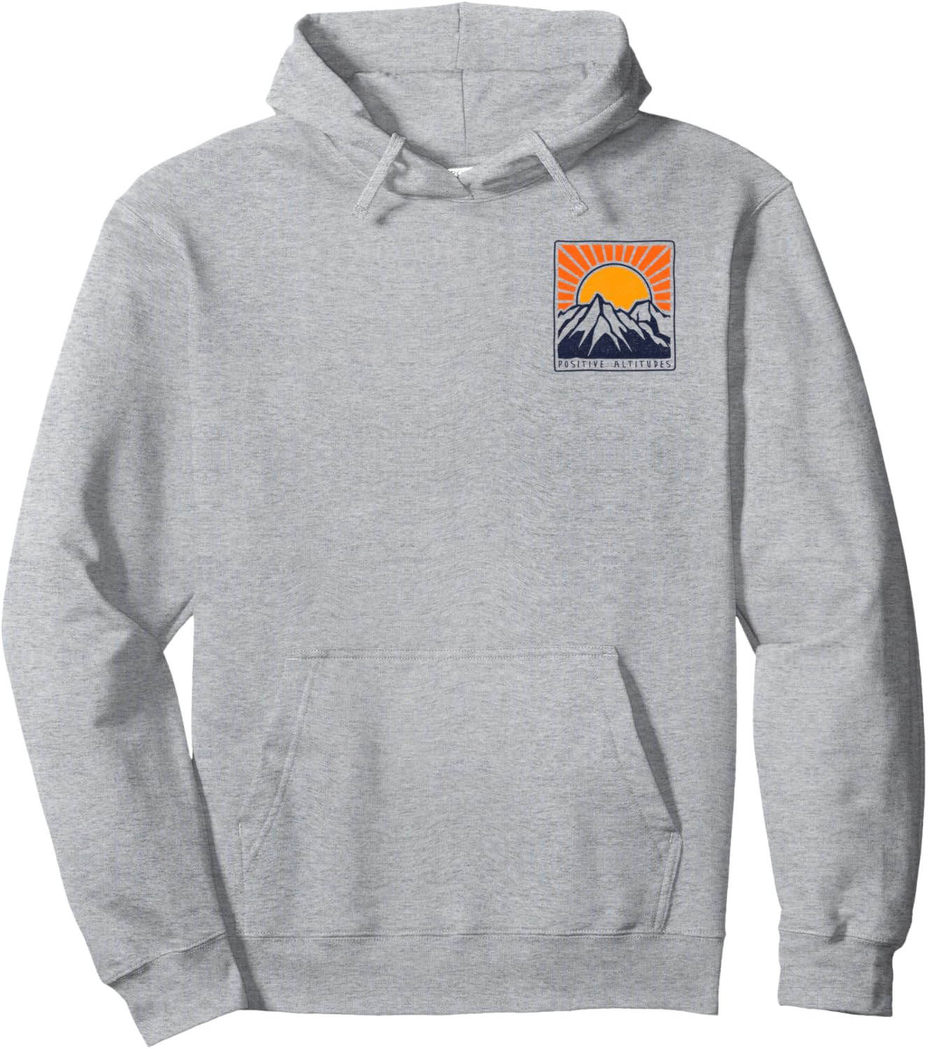 

Модная толстовка с капюшоном Positive Altitudes Mountain Sunset спереди и сзади Trendy Apparel, серый