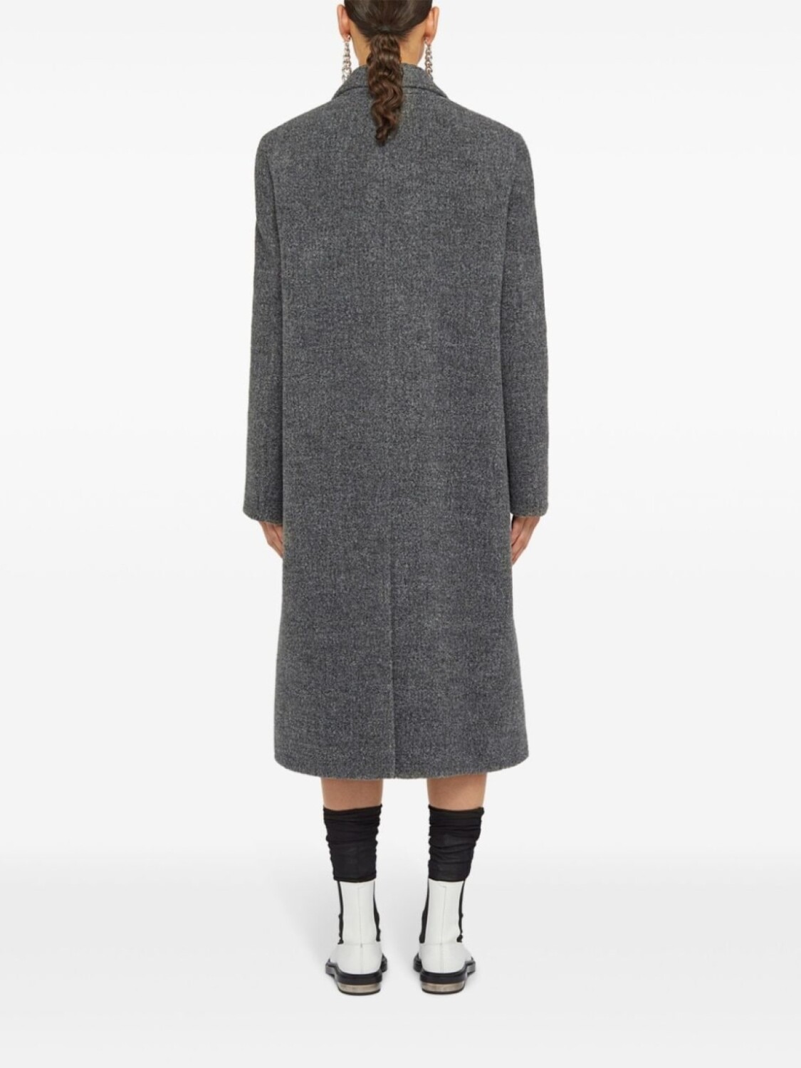 Jil Sander пальто строгого кроя с заостренными лацканами, серый — фото 3