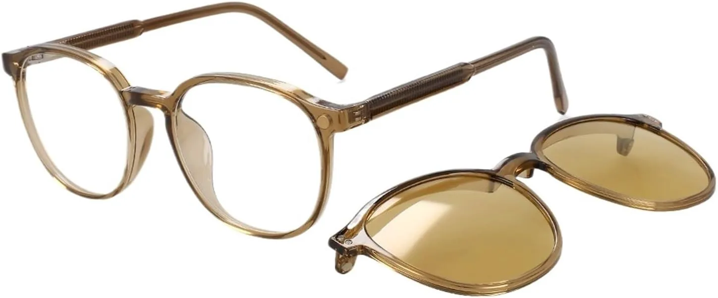 

56531 Очки для защиты от синего света, поляризованные солнцезащитные очки для женщин, круглые, с магнитной застежкой, модные компьютерные очки QOGANS, C4tea