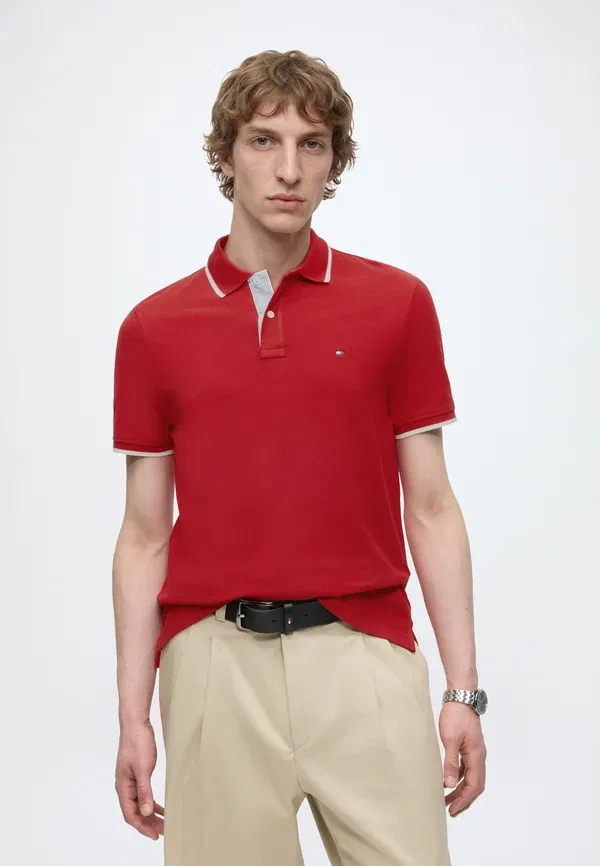 Поло Tommy Hilfiger Pique regular fit, средне-красный — фото 4