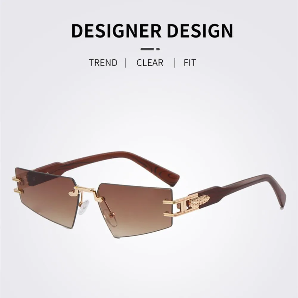 

LVTFCO Модные винтажные солнцезащитные очки без оправы, маленькие, женские, классические, с металлическим и деревянным покрытием, мужские и женские, UV400, 3