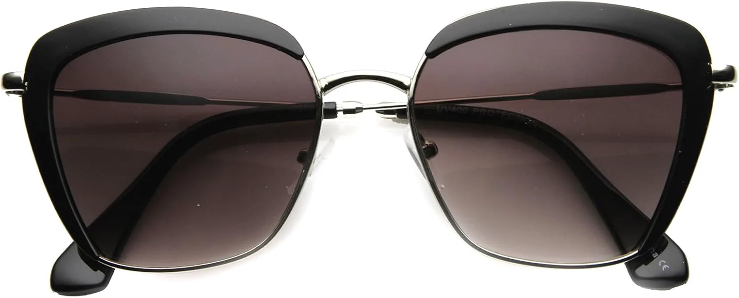 

Женские современные модные солнцезащитные очки zeroUV в полуободковой квадратной оправе с оправой в виде бабочки, диаметр линз 52 мм, Black-silver / Lavender