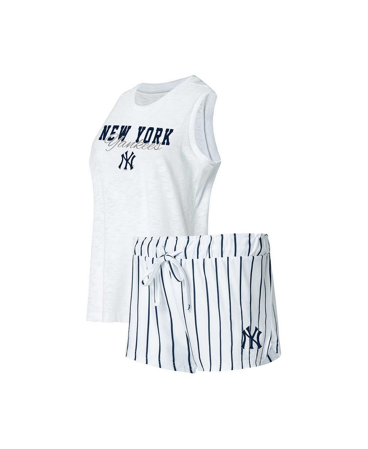 

Женский белый комплект для сна с майкой и шортами в тонкую полоску New York Yankees Reel Concepts Sport, белый