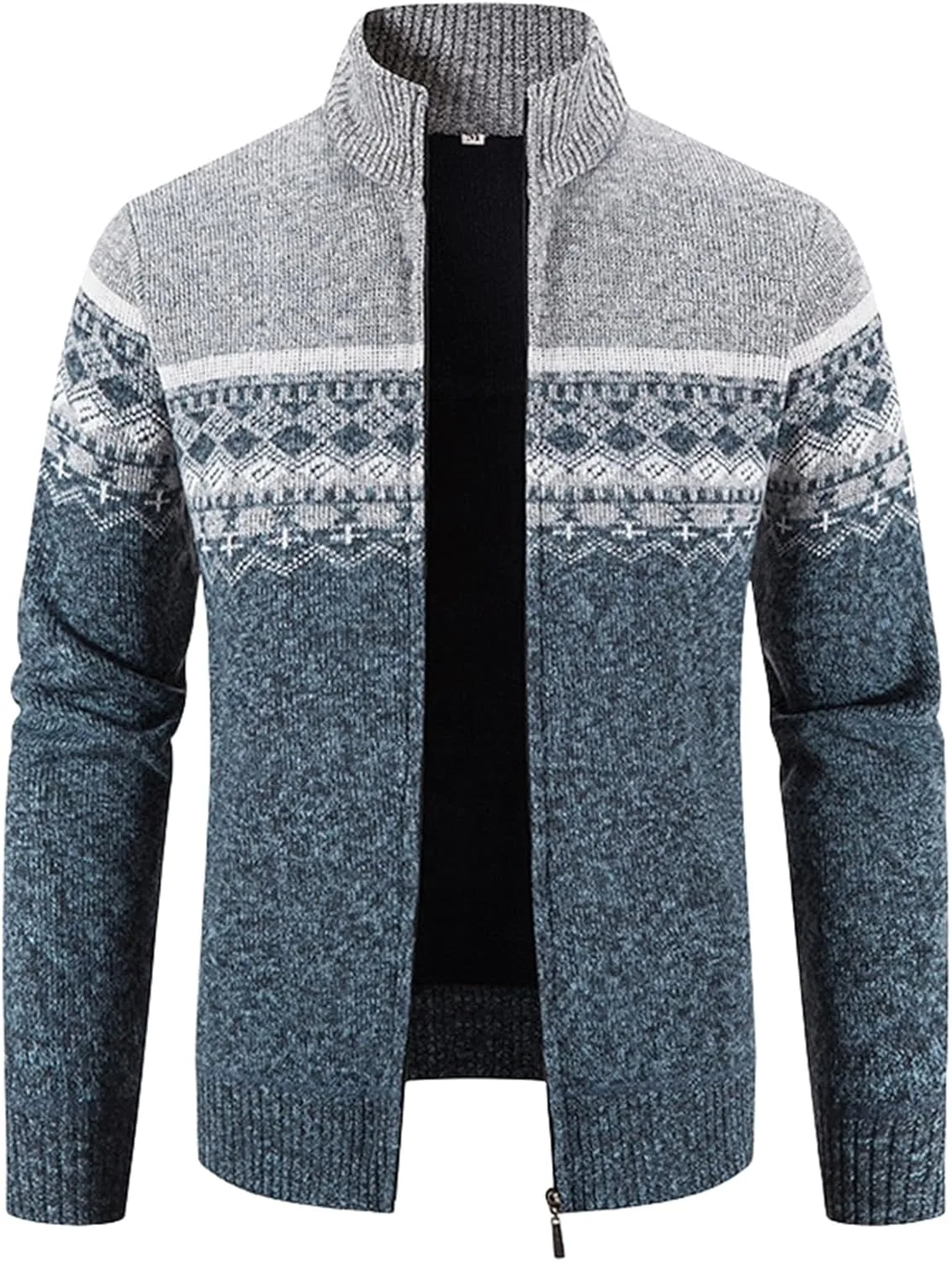 

Вязаный кардиган с молнией для мужчин, Slim Fit, стойка evzosrz