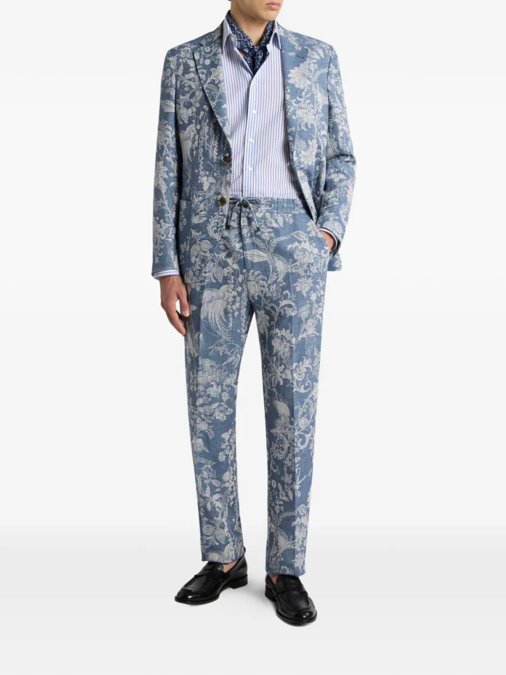 Жаккардовый жакет с цветочным узором Etro, синий — фото 2