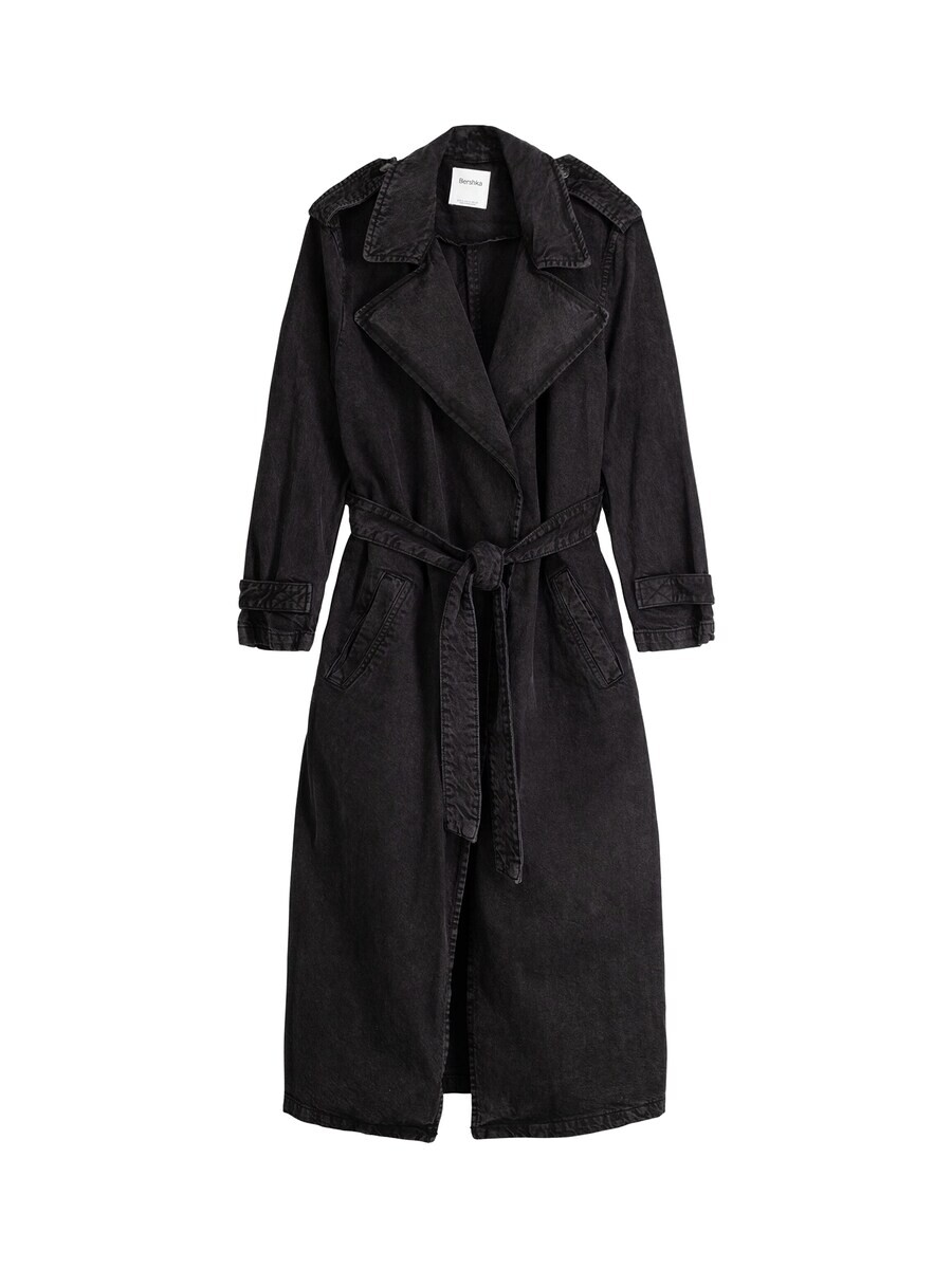 

Тренч Bershka Between-Seasons Coat, черный