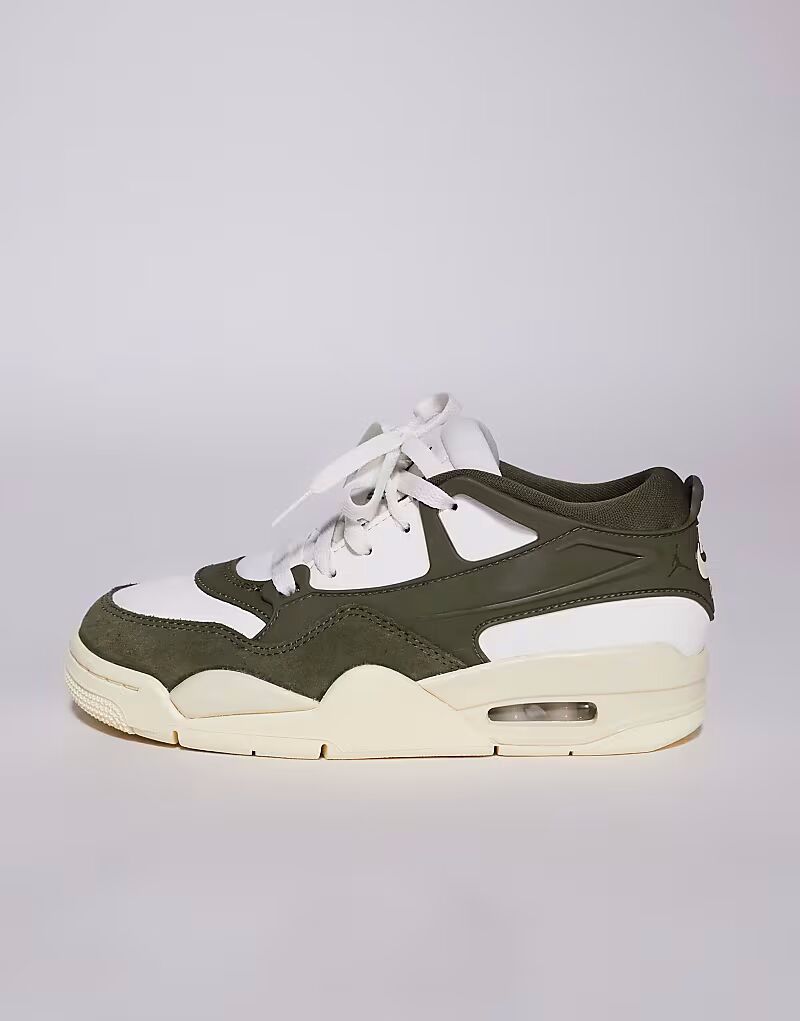 Кроссовки Nike Air Jordan Retro 4 в кремово-белом и хаки цветах — фото 2