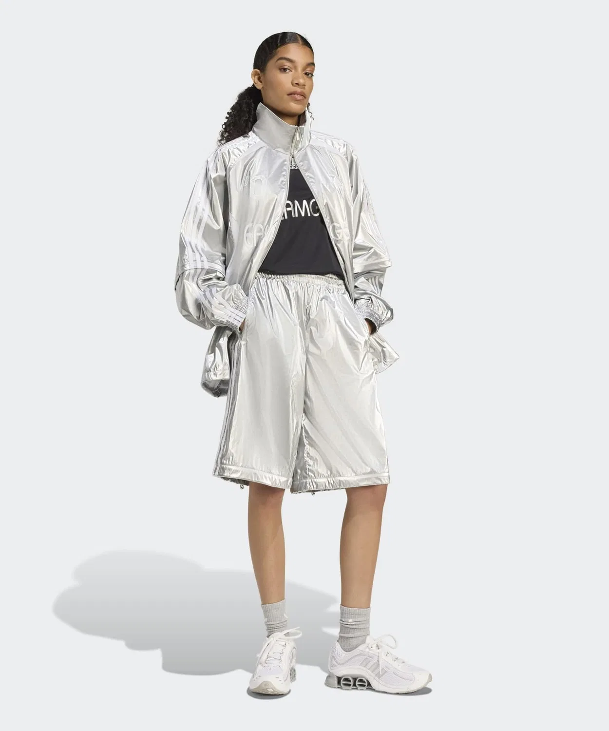 Толстовка оверсайз Adidas Originals x Teamgeist серебристая — фото 4