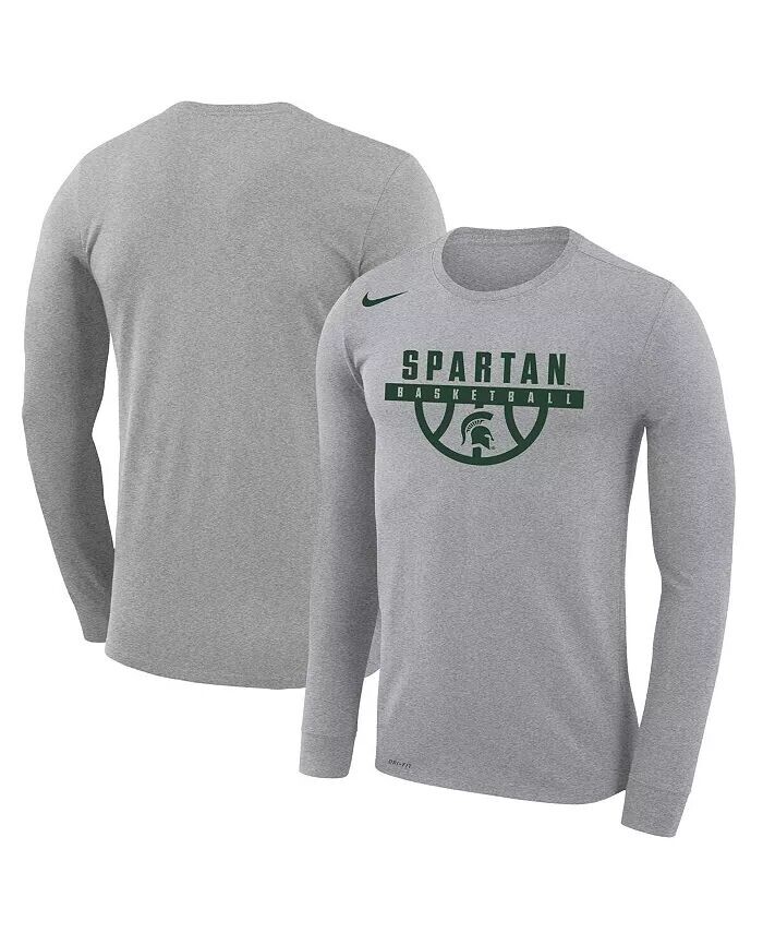 

Мужская серая баскетбольная футболка Michigan State Spartans Drop Legend с длинным рукавом Nike