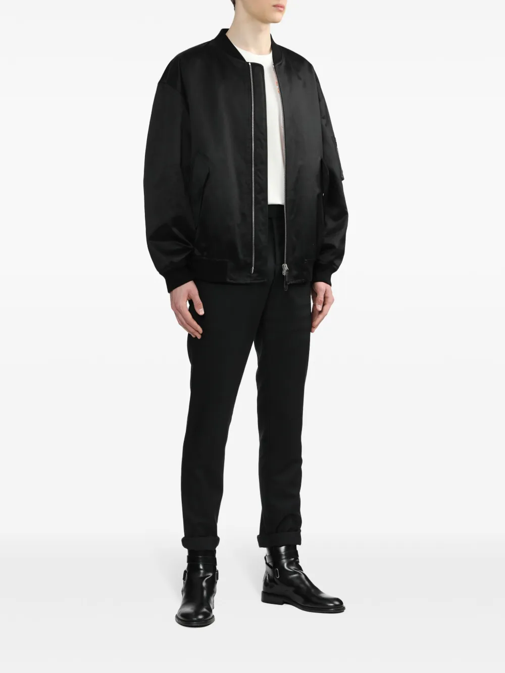 Бомбер с молниями на рукавах JIL SANDER, черный — фото 2
