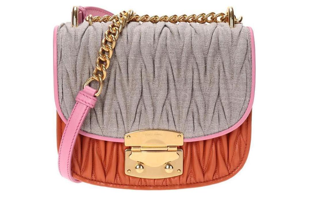 

MIU MIU Сумка через плечо из ткани с кожаными деталями unisex оранжевый и серый