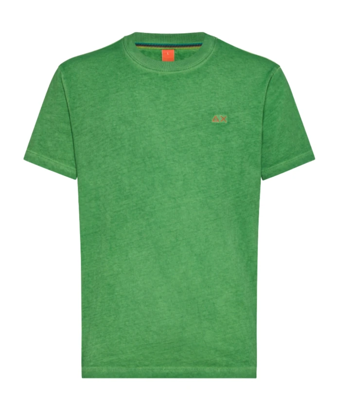 

Зеленая футболка из специально окрашенного хлопка Sun68, зеленый