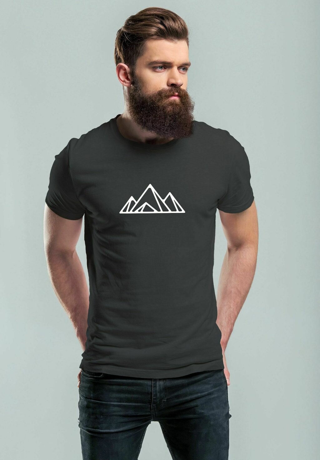 

Футболка с принтом BERGWANDERUNG POLYGON DESIGN OUTDOORMODE Neverless, цвет Mottled Anthracite