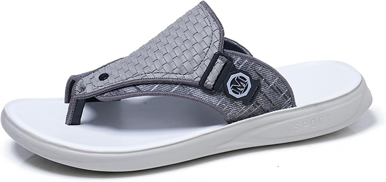 

Мужские сланцы с открытым носком, кожаные шлепанцы, удобные повседневные тапочки, летние сандалии-слипоны для мужчин Abborora, серый