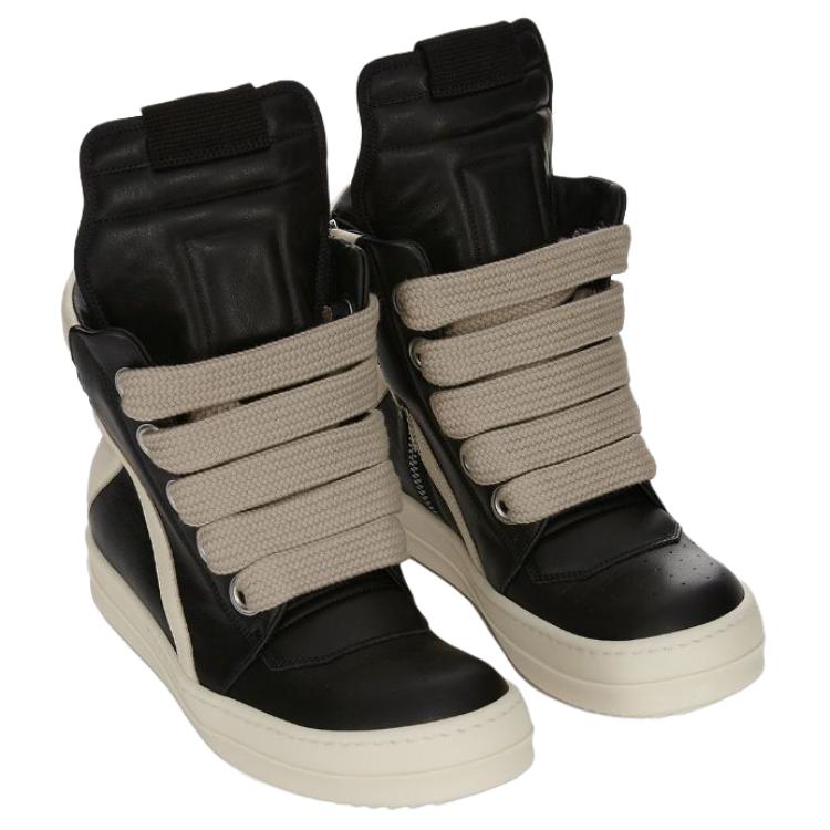 RICK OWENS Женские высокие конкордианские скейтерские кроссовки Jumbolace Geobasket черные белые — фото 4