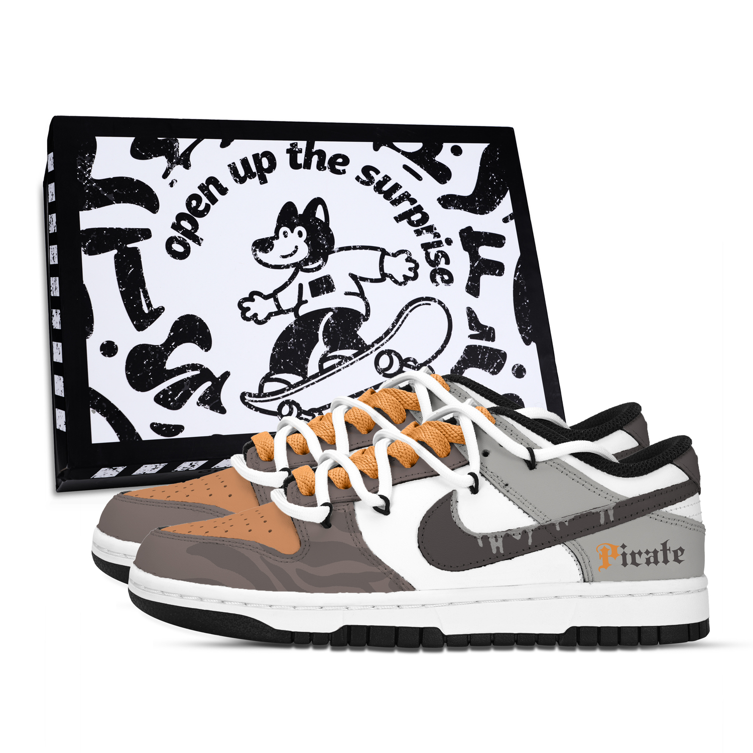 

Nike Данки с ядовитым принтом Thief Flag устойчивые к истиранию низкие скейтерские кроссовки унисекс серо-коричневые желтые, цвет Gray Brown Yellow