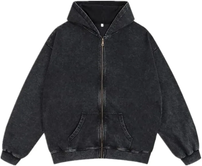 

Мужской оверсайз худи Unisex Vintage Zip Up Acid Wash youcai