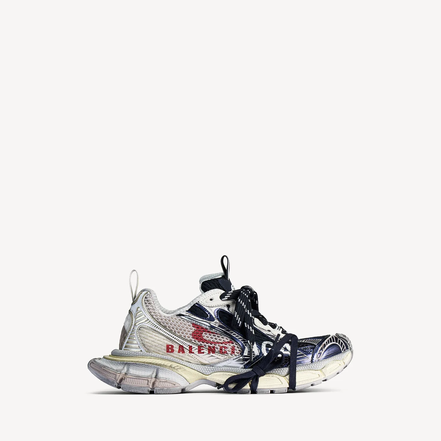BALENCIAGA Мужские кроссовки 3xl Split Logo в цветах скорлупа/красный/темно-синий