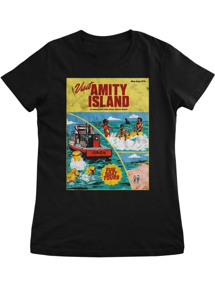 

Футболка JAWS Visit Amity Island Retro Girly Tee черного цвета Jaws, Черный, Футболка JAWS Visit Amity Island Retro Girly Tee черного цвета Jaws