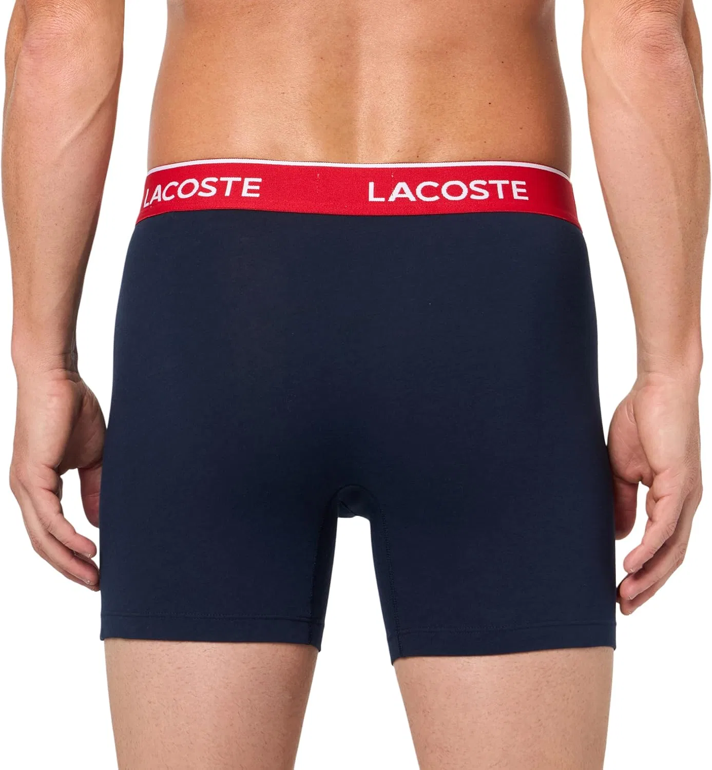 Боксеры хлопковые с эластаном Lacoste, темно-синий/зеленый/красный — фото 3