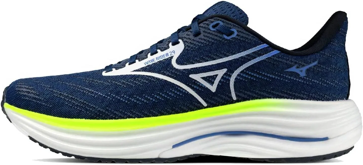 Кроссовки Mizuno Wave Rider 29 для бега, мужские, цвет: синий/белый/желтый