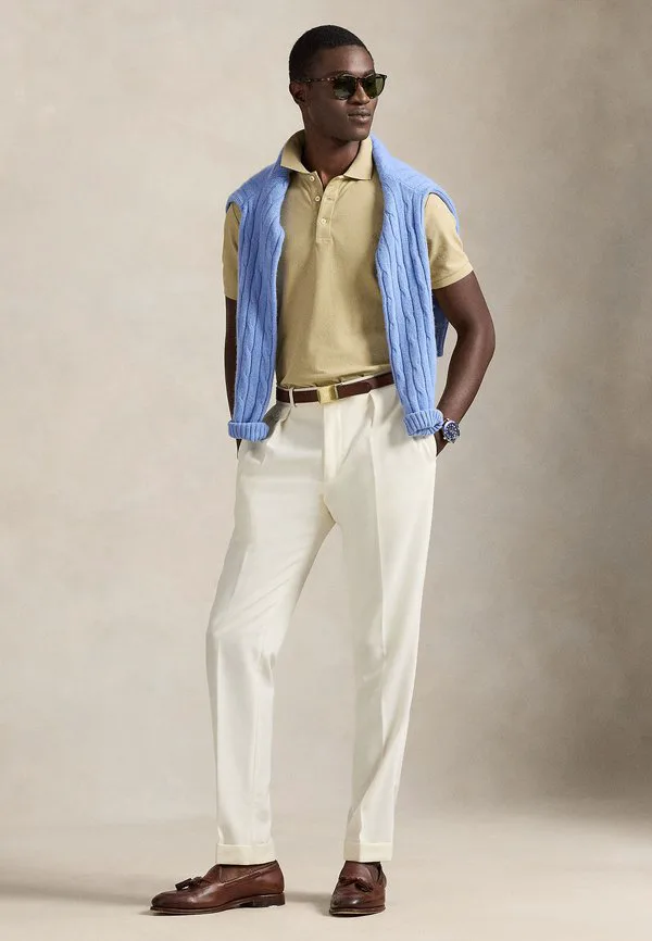 Поло-Рубашка поло приталенного кроя с сотовой сеткой Polo Ralph Lauren, Coastal Beige — фото 2