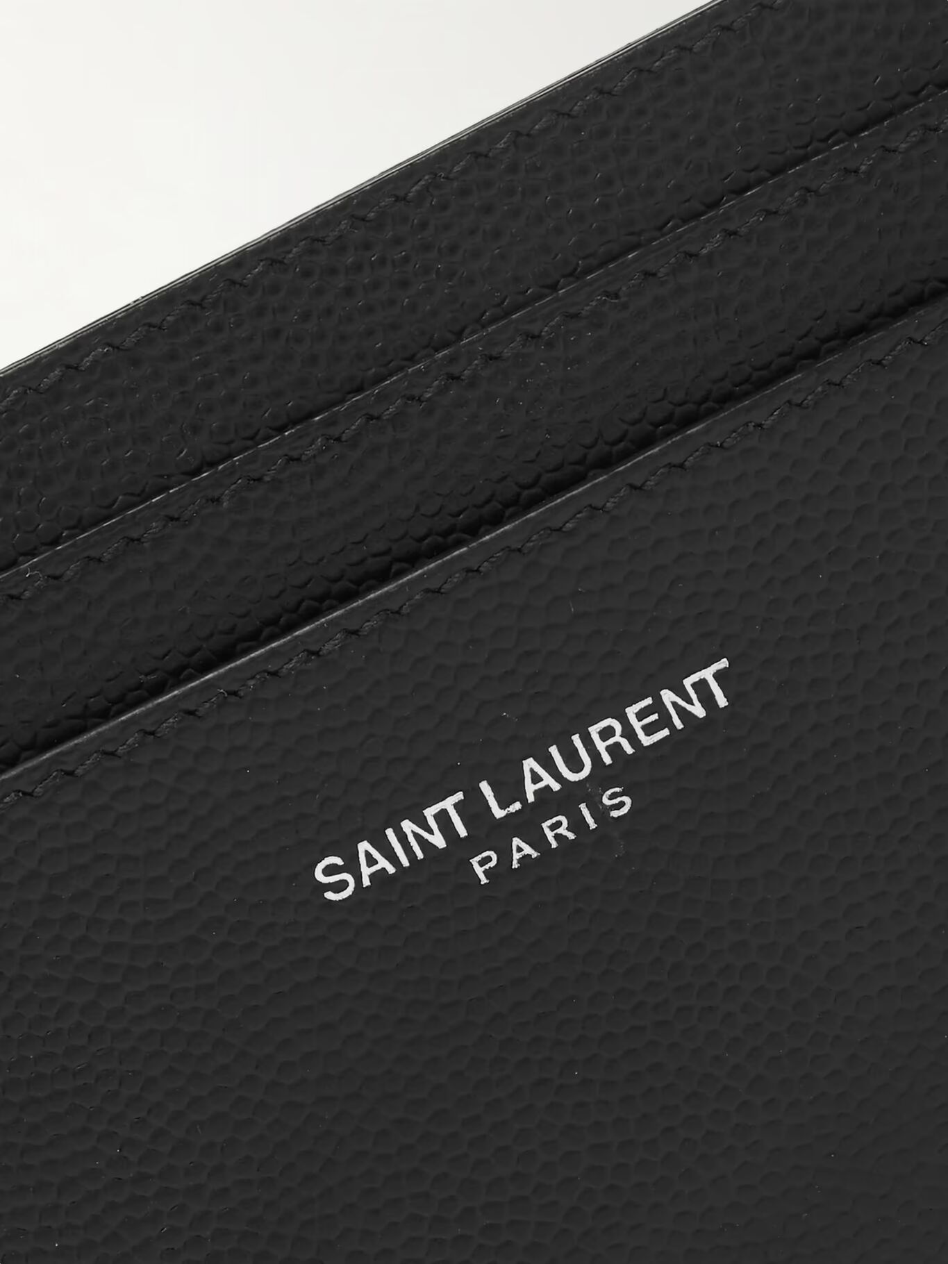 Визитница из кожи с зернистой текстурой и логотипом SAINT LAURENT, черный — фото 2