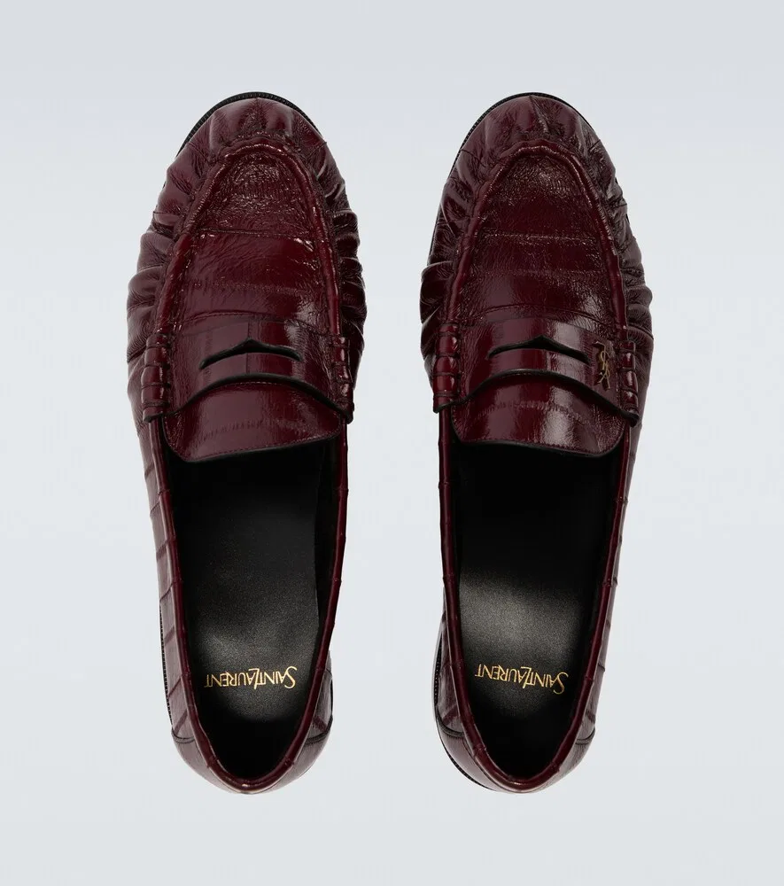 Лоферы Le Loafer из кожи угря Saint Laurent, бургунди — фото 4