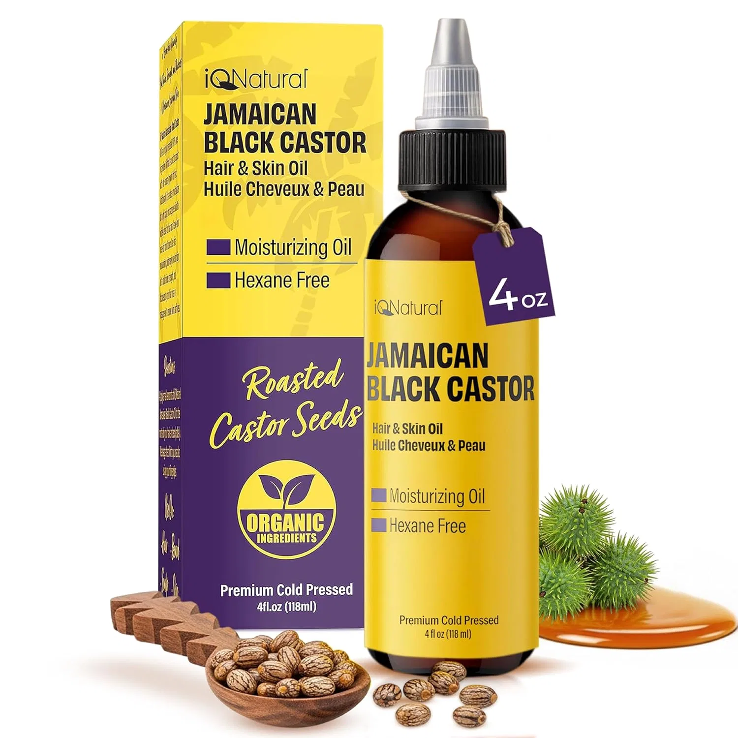Ямайское черное касторовое масло холодного отжима 120 мл от IQ Natural Iqnatural