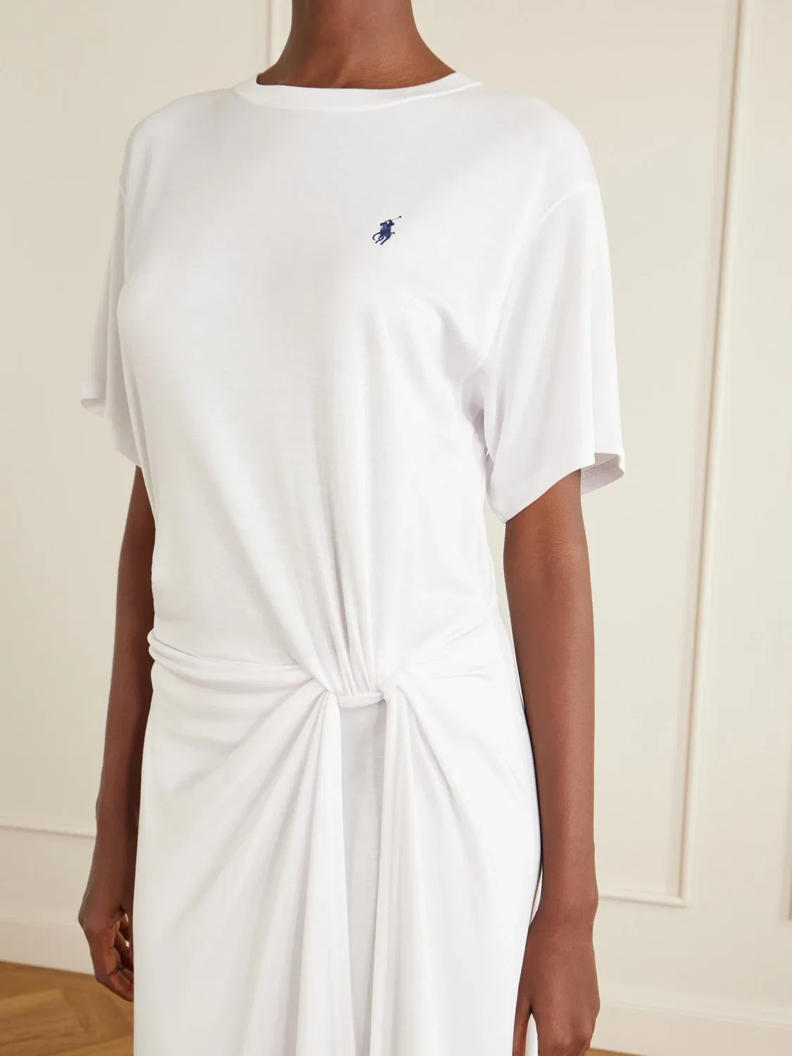 Длинное платье из джерси со сборками POLO RALPH LAUREN, белый — фото 4