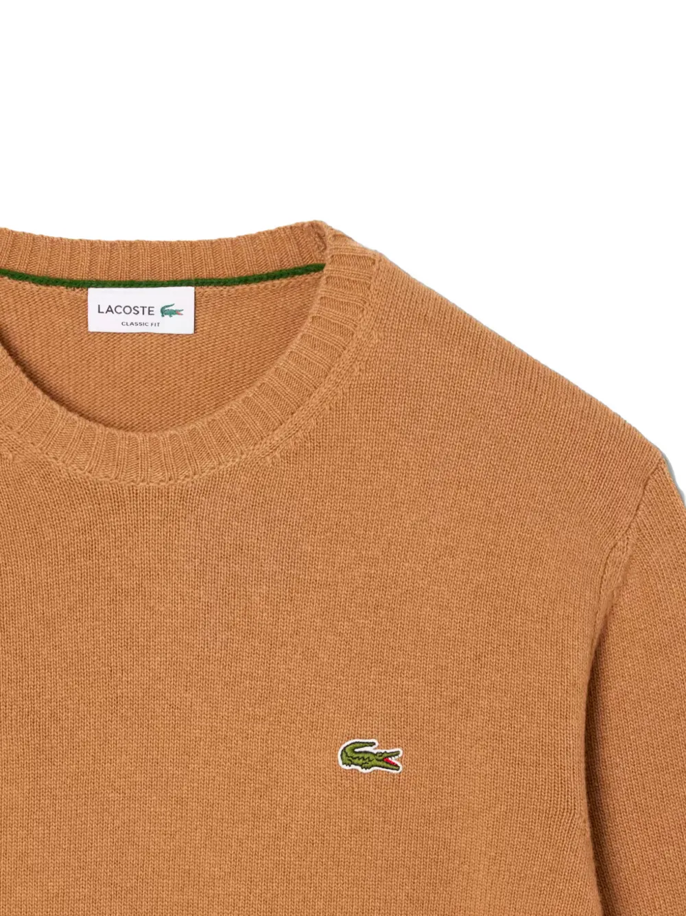 Свитер с круглым вырезом и логотипом Lacoste, коричневый — фото 4
