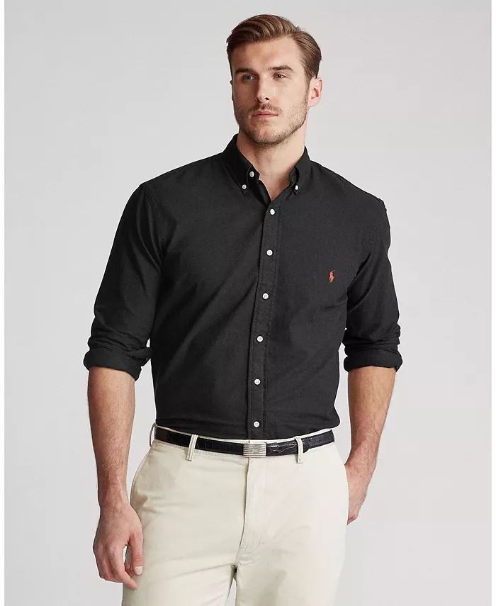 

Мужская классическая оксфордская рубашка с длинным рукавом Big & Tall Polo Ralph Lauren, черный