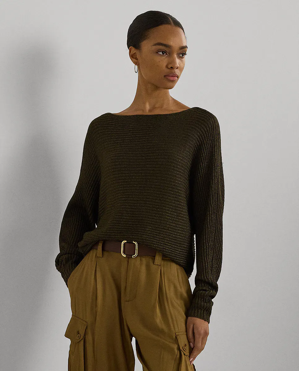 

Женский свитер с длинными пышными рукавами Lauren Ralph Lauren, темно-зеленый