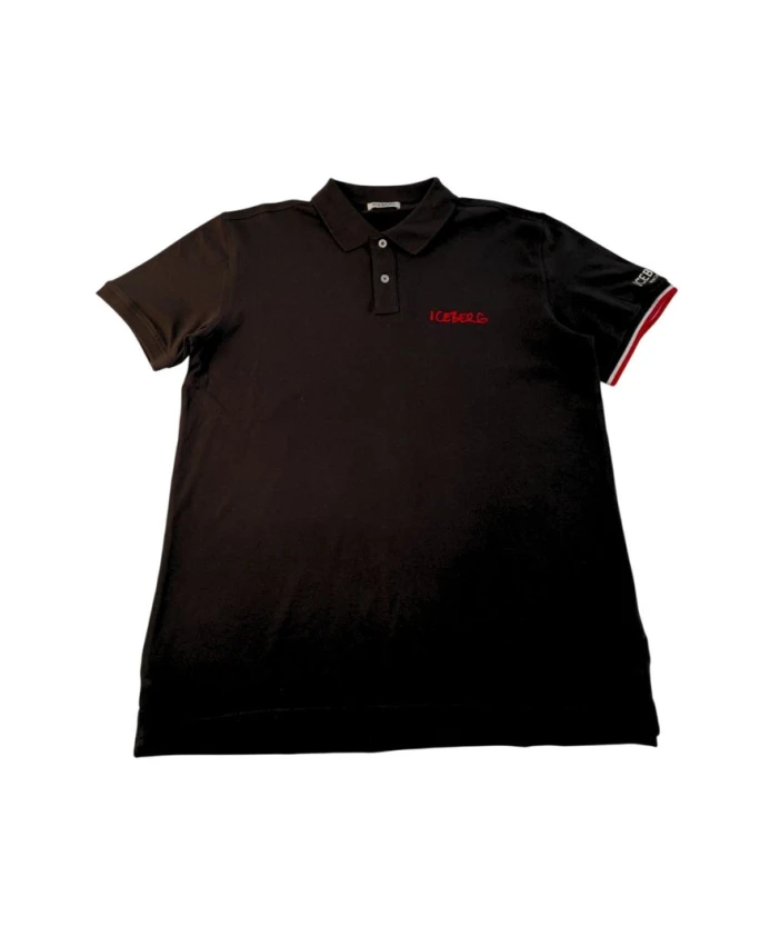 

Черная хлопковая рубашка-поло с логотипом Iceberg, черный