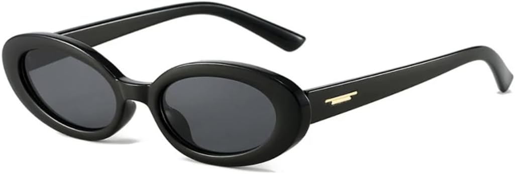 

Солнцезащитные очки для мужчин и женщин - защита UV400 - маленькие овальные линзы в стиле панк с заклепками, цветные, для занятий спортом на открытом воздухе и вождения DSVIGF, Black Gray