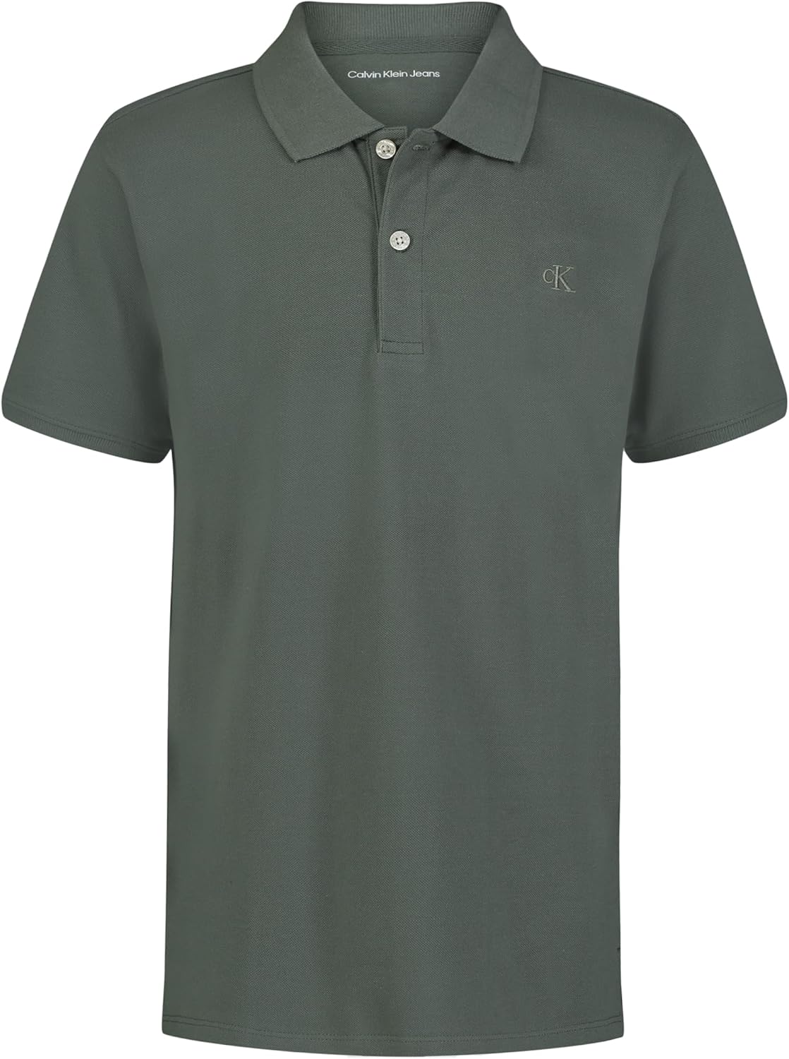 

Поло Calvin Klein для мальчиков с коротким рукавом из микропике, застежка на пуговицы, мягкое и удобное., Icy Pine
